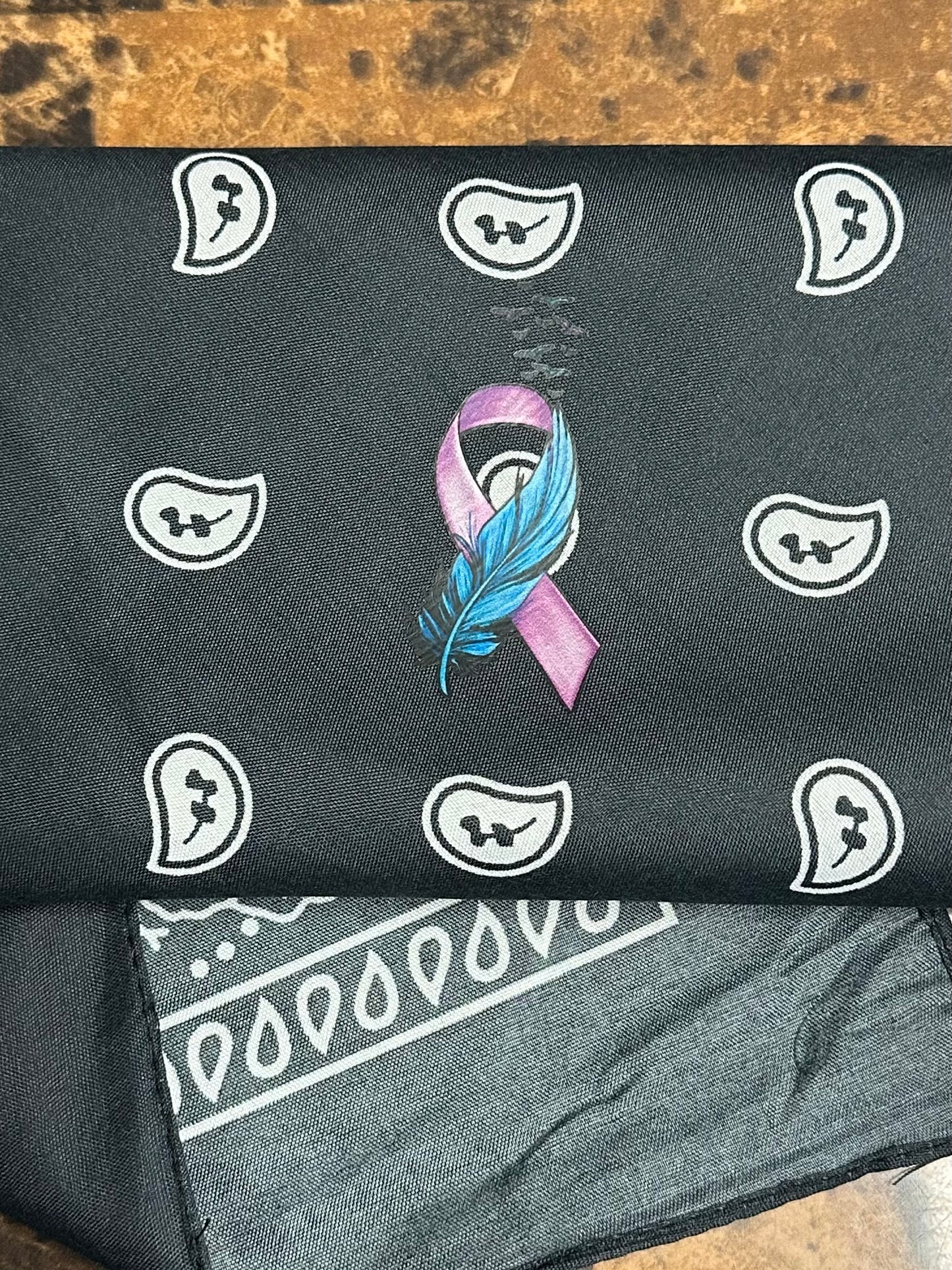 Ribbon Birds design - Black bandana
