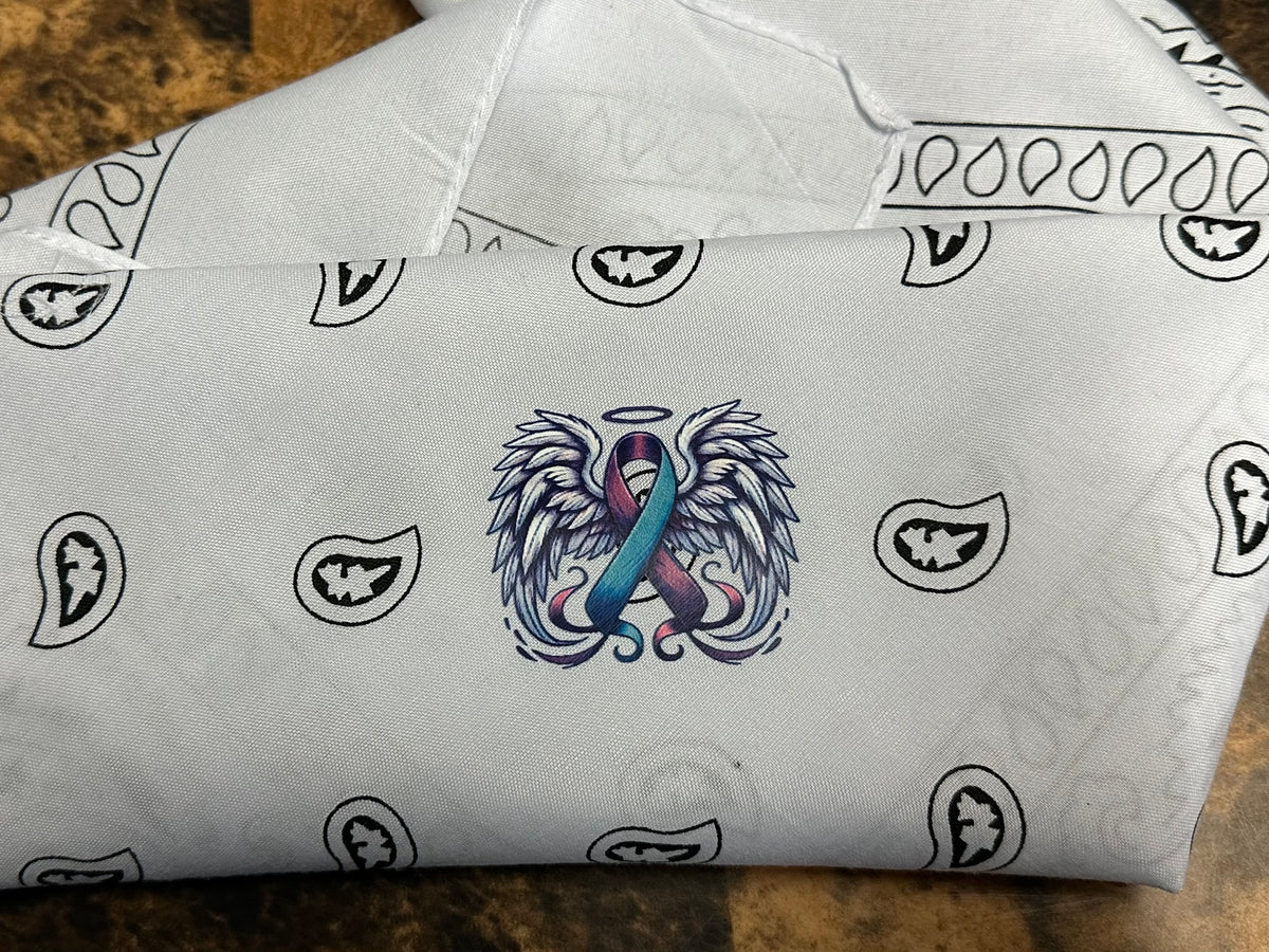 Winged Ribbon design - White bandana
