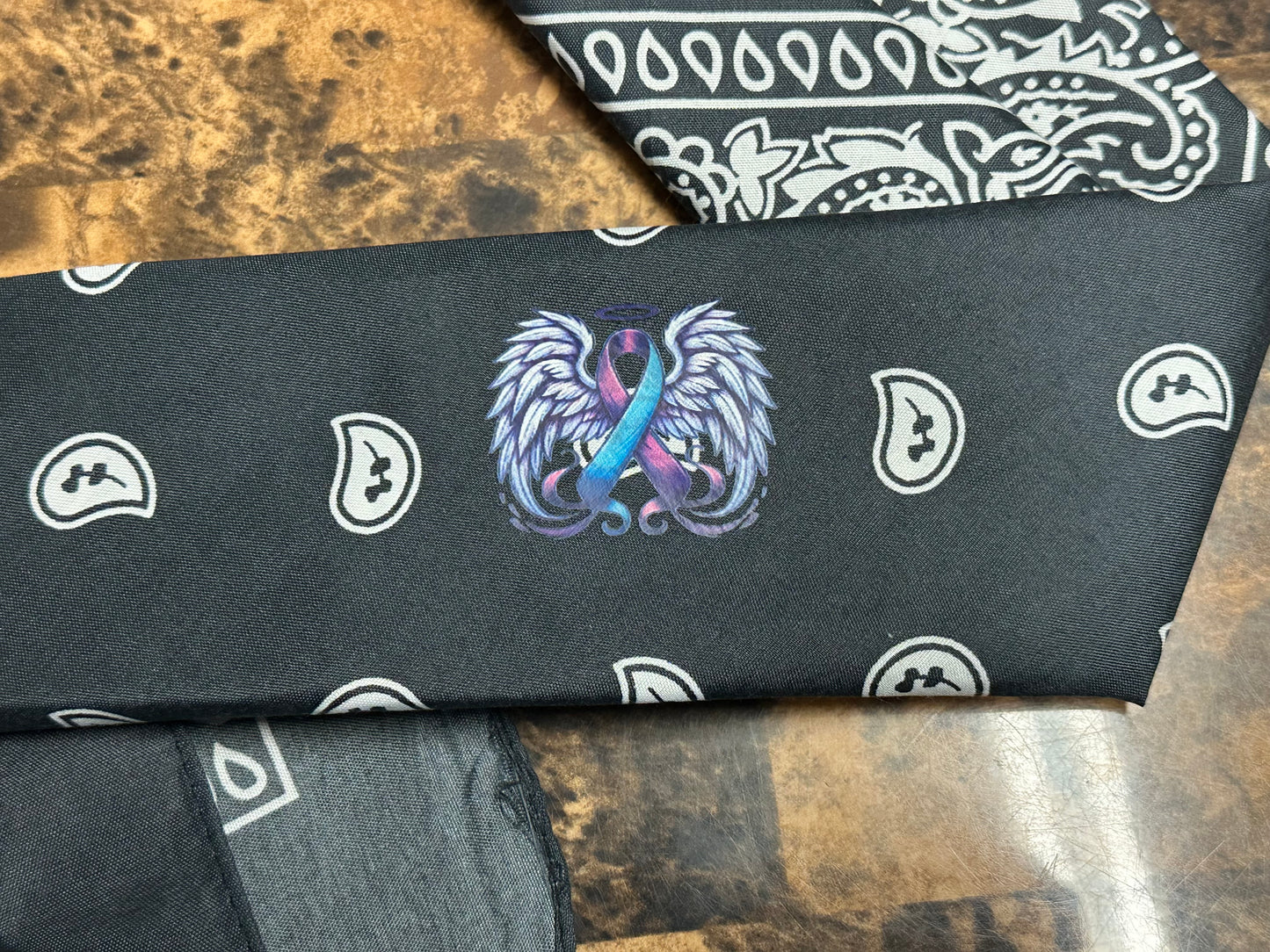 Winged Ribbon design - Black bandana